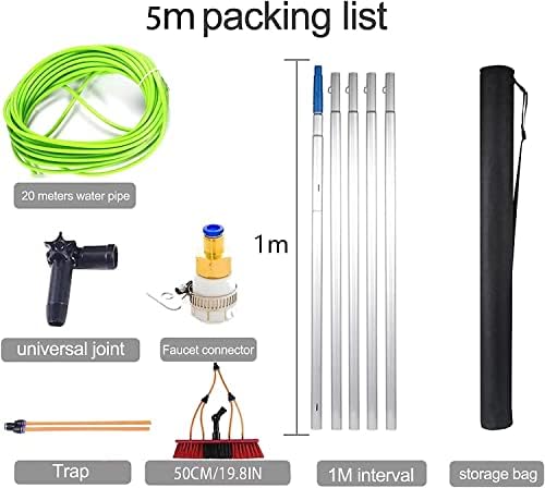 Telescopic Pole Kit Cleaning BrushWindow Cleaning Pole Water Fed Telesbrush Water/Hose Fed Pole Cleaning Photovoltaic and Solar Panels/50Cm Brush/6M Pole