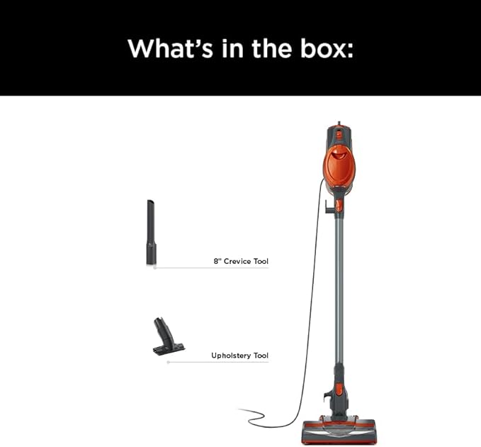 Shark HV302 Rocket Pet Corded Stick Vacuum Lightweight with Swivel Steering for Carpets &amp Hard Floors Converts to Hand Vacuum Includes Crevice Tool Pet Multi-Tool &amp Precision Duster Orang
