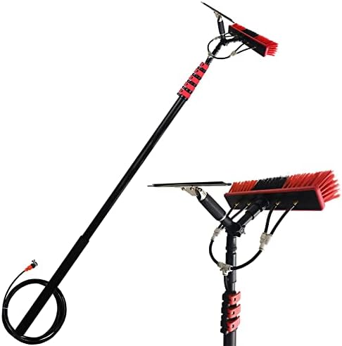 Glass Cleaning Brush Household Water Supply Telescopic Pole Kit Solar Panel Rotating Brush Solar Photovoltaic PanelsWindow Cleaning PoleWater Fed Pole Kit with Hose Spray &amp Squee
