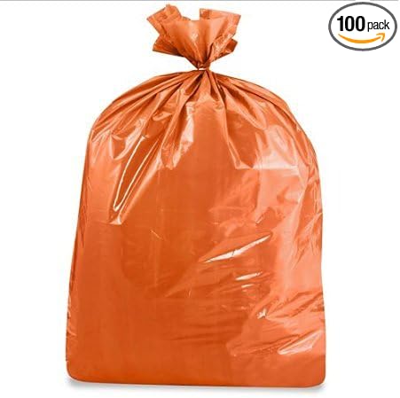 USA-Made Colorful Trash Bags in Variety of Sizes and Colors (10 ORANGE 50 GALLONS)