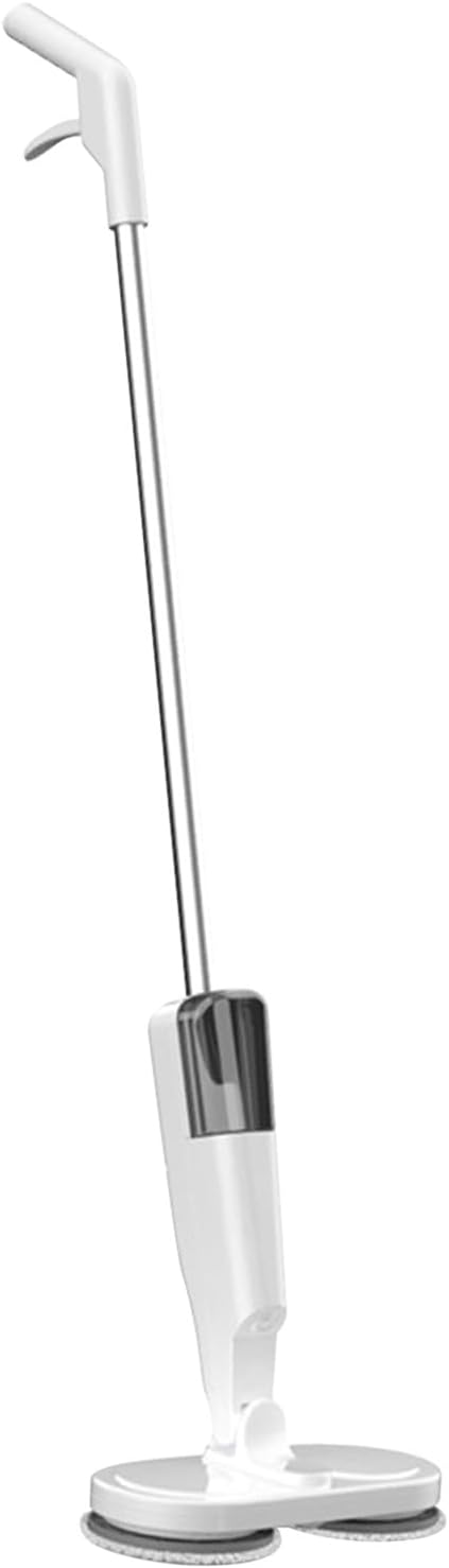 Electric Mop Lightweight Cordless with Water Sprayer Rechargeable 2000mAh Battery White - Quiet Operation Adjustable Length Ideal for Hardwood and Tile Floors (White)