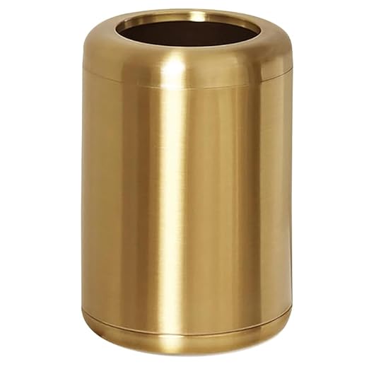 8L/2.1gal Brass Gold Trash CanSmall Bathroom Garbage CanBrushed Trash Can for BathroomPowder RoomBedroomOffice (Gold)