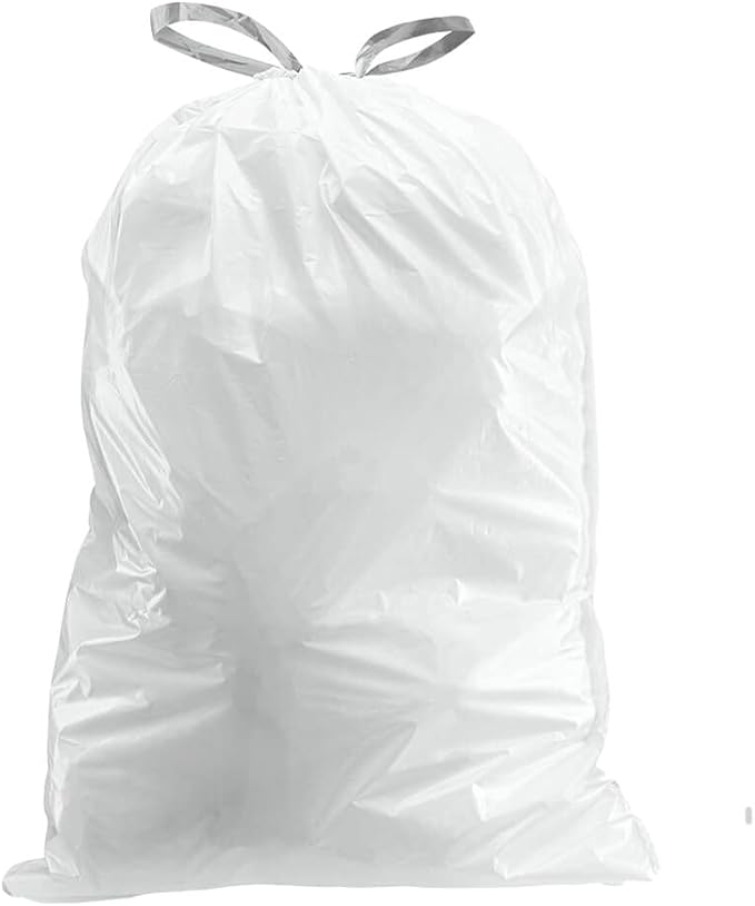 Plasticplace Custom Fit Trash Bags Compatible with simplehuman Code X (100 Count) White Drawstring Garbage Liners 21 Gallon/ 80 Liter 26 x 24.5