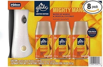 Automatic Spray Air Freshener Mixed Fall Scents 1 Holder + 3 Refills (Mighty Mango)