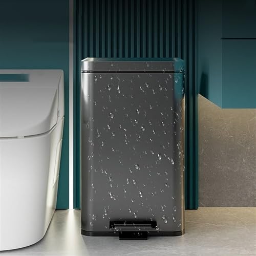 Compost bin kitchen/garbage Soft-Close Kitchen Trash Can with Lid Stainless Steel Step Trash Can Anti Fingerprint Pedal Trash Can with Removable Inner Bucket for Home Office Step trash can(Silver15