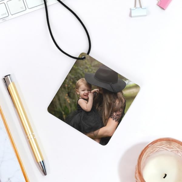 Personalized Air Freshener for Car - Double Sided Photo Custom Car Scents Air Freshener Gift for Valentine’s Day Birthday Ideal for Car Wardrobe Bathroom Hanging Ornaments (Rhombus 5pcs)