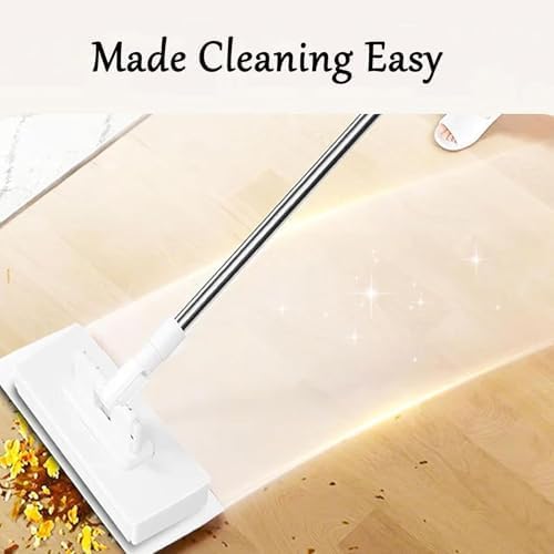 Clever Snap-Grip Mini Mop Zero Touch No Wash Lazy Mops Wet and Dry Convenient Automatic Cloth Changing Mini Mop Disposable Dust Mop with 10 Reusable Cloths 40inch Locking Handle (White 36in)