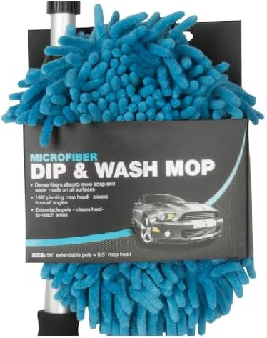 Microfiber Wash Mop with 43 Telescoping Handle – Soft Chenille Brush Head for Cars SUVs &amp Trucks – Removable Washable Bonnet