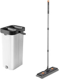 40cm Floor Spin Flat Square Mop Combo Set Scraper with Bucket 360 Complete Wet Dry Washing and Squeeze Mops for Home(40cm-Bucket-4-Mop)