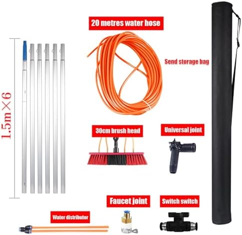 Glass Cleaning Brush Home Water Fed Telescopic Pole Kit Solar Panel Brush Rotating for Photovoltaic PanelSolar Panel Cleaning Brush 12m Extendable Telescopic Brush Aluminum Alloy Window Cle