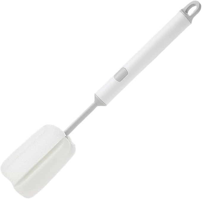 Removable Long Handle Soft Sponge Brush Kitchen Washing Cleaning Tool For Wineglass Bottle Glass Cup(White)