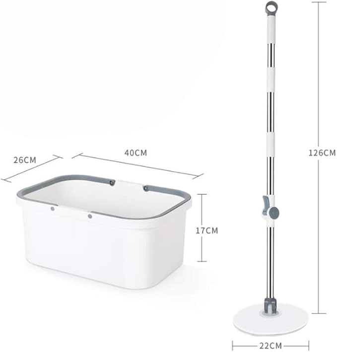 Microfiber Mop and Bucket System for Floor Cleaning with 2 Washable Flat Pads