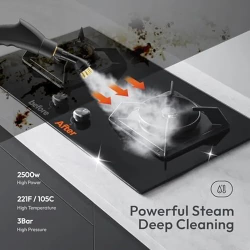 High Pressure 2500W Handheld Steam Cleaner - Portable Multi-Purpose Steamer for Car Kitchen Upholstery Grout Tile &amp Bathroom Cleaning