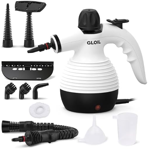 Handheld Steam Cleaner a versatile and portable home cleaning device comes with a 10-piece accessory set. Effortlessly removes stubborn stains like dirt and grease saving you time and effort.