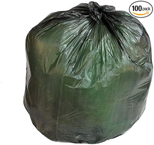 PlasticMill Heavy Duty Trash Bags - Black Garbage Bags - Plastic Trash Bags - Kitchen Bathroom Office Garbage Bags Trash Can Liners - 7-10 Gallon Small Trash Bags 8 Microns 24x24 (100-Count)