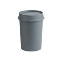 11 Gallon Round Gray Commercial Trash Can with Swing-Top Lid - Hands-Free Polyethylene Wastebasket for Office School Facility and Commercial Use - Dent &amp Crack Resistant
