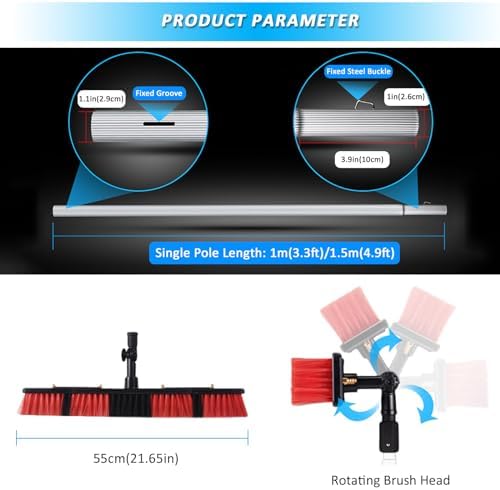 Telescopic Pole Kit Cleaning BrushTelescopic Window Cleaner kit with Adjustable Brush Head 3-12m Extendable Window Cleaning Pole Water Fed Telescopic Brush Solar Panel Washing Equipment Cle