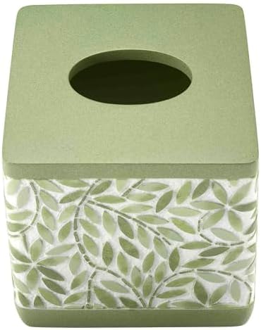 Avanti Linens - Tissue Box Cover Resin Countertop Accessories Guest Bathroom Essentials (Stratford Collection Green)