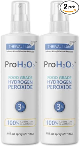 ProH2O2 3% Food Grade Hydrogen Peroxide – Natural Cleaner &amp Disinfectant – Suitable for Household Use – Ideal for Cleaning Sanitizing &amp Gargle – 8 oz Spray Bottle (Pack of 2)