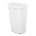 Sterilite 11.3 Gallon D Shape Flat Side Lift Top Lid Wastebasket Trash Can for Kitchen Home Office and Garage or Workspace White (24 Pack)