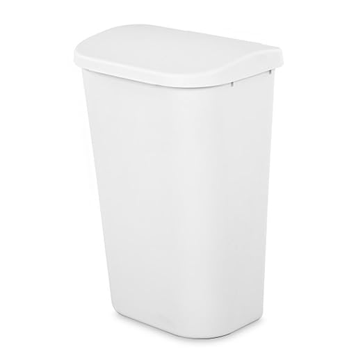 Sterilite 11.3 Gallon D Shape Flat Side Lift Top Lid Wastebasket Trash Can for Kitchen Home Office and Garage or Workspace White (18 Pack)