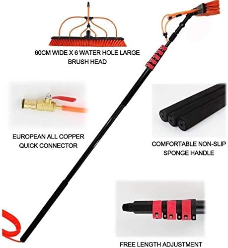 Glass Cleaning Brush Home Water Fed Telescopic Pole Kit Solar Panel Brush Rotating for Photovoltaic PanelTelescopic Water Fed Brush Pole 3.6-11M for Window &amp Solar Panel Cleaning 12FT Windo