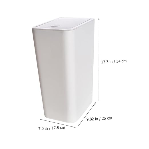 Modern Plastic Push-Type Trash Can Small Bathroom Trashcans Lid Office Waste Basket Kitchen Bin