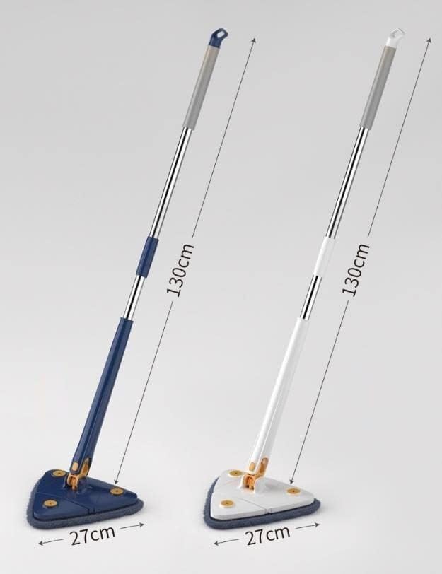 360° Triangular Spin MopTriangle Mop with Long Handle Cleaning Spin Rotatable Adjustable Long Window Squeegee 3 Reusable Washable Mop for Floor/Ceiling/Glass/Car 12027(Blue)