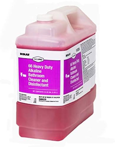 Ecolab '66' Heavy Duty Alkaline Bathroom Cleaner &amp Disinfectant Part Number: 6114914 - Order Size: One (1) 2.5 Gallon Resealable Bottle Per Order