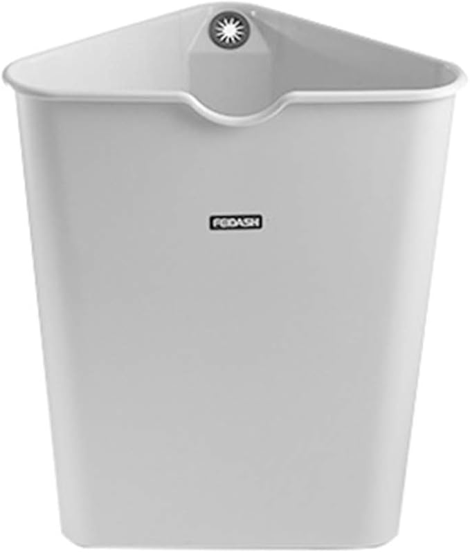 Triangle Space-Saving Trash Can for Corner 2.6 Gallon Durable Plastic Garbage Bin for Kitchen Bathroom RV Coffee Bar Small Grey Triangular Container Slim Open Top Wastebasket for Narrow Spaces