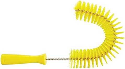 Vikan 53726 Hook Brush - 14.17-Inch Curved BPA-Free Pipe Tube and Gutter Cleaner Compatible with Vikan Extension Poles Yellow