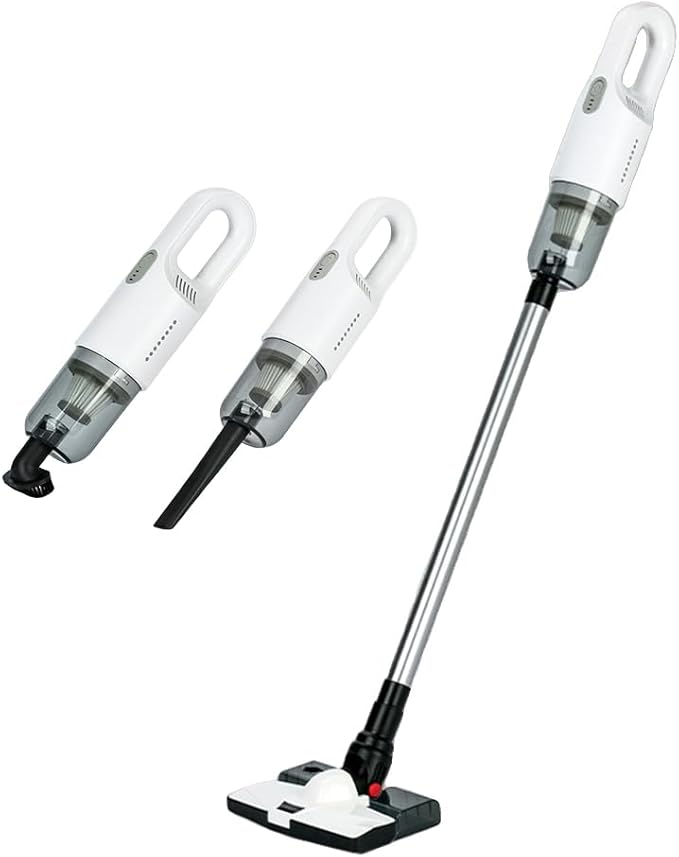 Cordless Stick Vacuum Cleaner and Mop All in One 18000Pa Suction Cordless Wet Dry Vacuum Cleaner with Water Tank Household Upright Vacuum Cleaner and Mop Combo for Hard Floor Pet Hairs (White)