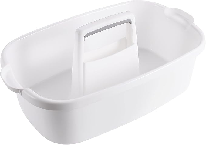2-Pack Large White Cleaning Caddy for Cleaning Supplies with Handle - Portable Plastic Tote Organizer for Shower Bathroom Kitchen Under Sink Storage