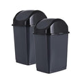 Superio Kitchen Trash Can with Swing Top Lid 9 Gallon Slim Waste Bin 37 Qt Sturdy Plastic Garbage Can Medium Recycling Bin for Office Bathroom Under Counter Dorm Bedroom (Dark Grey-2 Pack)