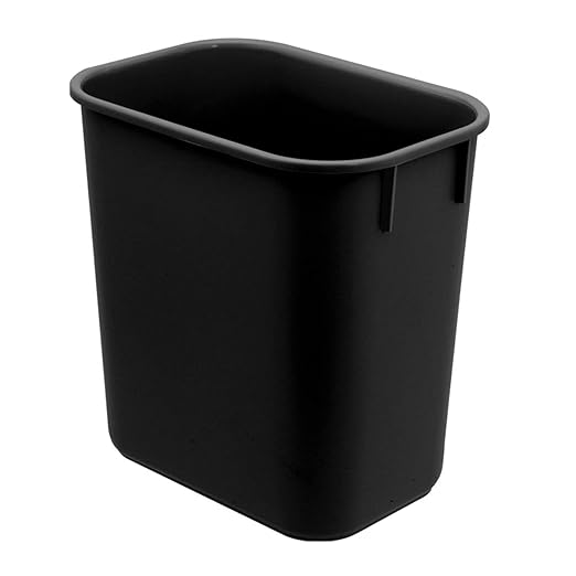 Acrimet Wastebasket Deskside Bin 3.25 Gallon/13 Quart/12 Liter (Plastic) (Black Color) (Set of 8)
