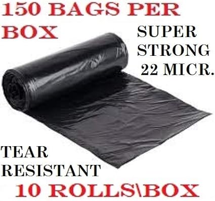 Trash Bags Black 55-60 gallon - (150 Count) True 22 Micron Heavy Duty Black Liners | Bulk Package | Black Multi-Use Garbage Bags | Made in USA | $ Savings $