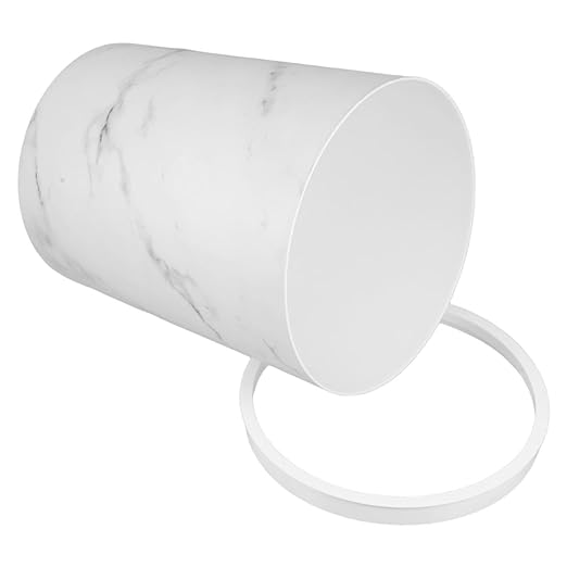 PRETYZOOM Marble Pattern Waste Basket Large Capacity Plastic Kitchen Trash Can for Bathroom Home