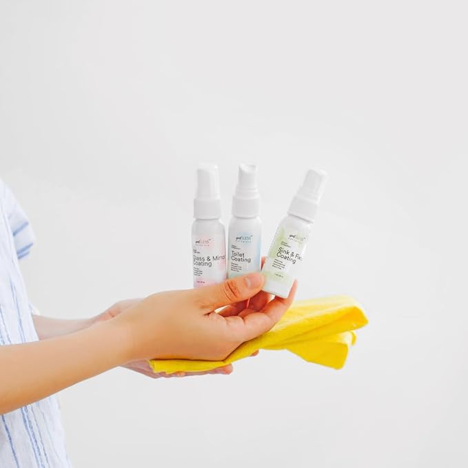 spotLESS MATERIALS Bathroom Starter Kit Toilet Coating Spray Glass and Mirror Protective Coating Sink and Fixture Coating Stain Resistant Streak Free PFAS Free Quick Effect Coating Agent