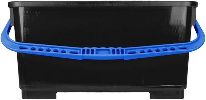 Pulex 6 Gallon Durable Lightweight Mop Bucket with Squeegee Carrying Clips and Ergonomic Handle for Floor and Window Cleaning - Black and Blue