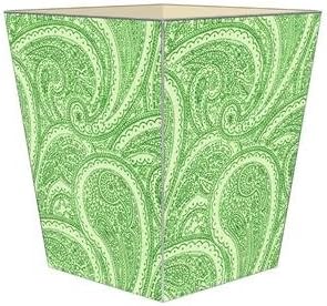 WB2635 - Creme and Green Paisley Wastepaper Basket