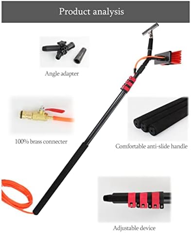 Water-Powered Window Cleaning Brush Kit with Scraper - 6.0 M (19.7 Ft) Pole for Solar Panel &amp Window Cleaning Efficient &amp Easy to Use