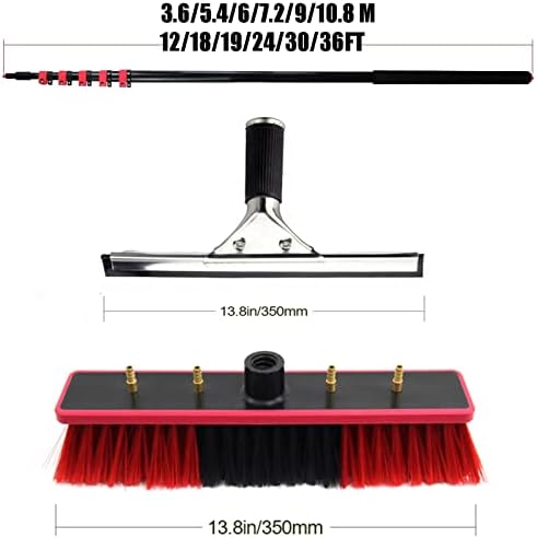Glass Cleaning Brush Home Water Fed Telescopic Pole Kit Solar Panel Brush Rotating for Photovoltaic PanelWater Fed Pole Kit Adjustable Window Cleaning Pole Solar Panel Cleaning Brush Windo