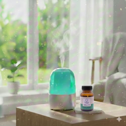 G’s Breeze Smart Diffuser with Refill – Bluetooth &amp Wi-Fi App Control Gradient LED Lighting Adjustable Scent Intensity Low Noise 24 Hour Aromatherapy Diffuser for Home &amp Office - Green Ap