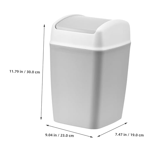 Cabilock White Swing Top Trash Can Wastebasket Bin Office Hotel Trash Can Capacity Easy Access for Home Kitchen Bathroom