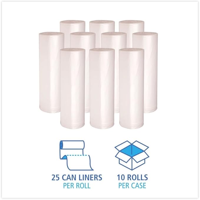 Boardwalk V6638HNKR01 33 in. x 38 in. 33 gal. 14 microns High-Density Can Liners - Natural (250/Carton)