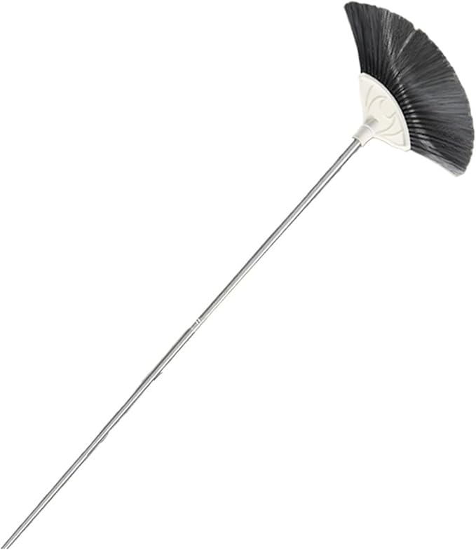 Exble Long Broom for Household Dust Cleaning Spider Web Swee Ceiling Removal Feather Duster Round Head Bru(Ceiling Flat Head)