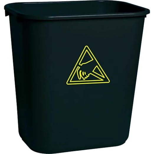 28 Quart ESD Trash Can Anti-Static 7 Gallon Plastic Wastebasket for Labs &amp Offices