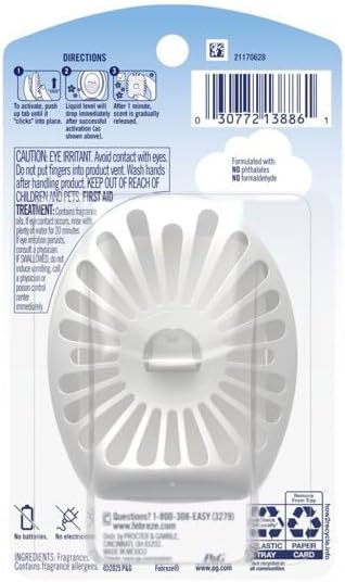 Feb-reze Bathroom Air Freshener Odor-Fighting DeodorizingSerene Snowfall Scent 1 Count