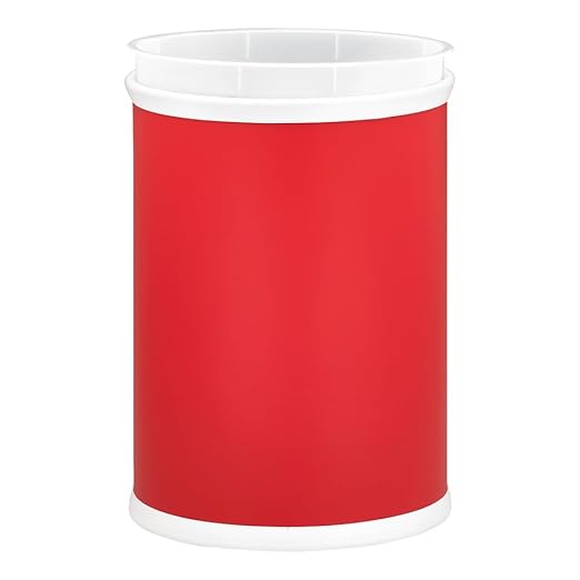 Kraftware Rainbow Oval Wastebasket with Plastic Liner Adding Color and Fun to the Bathroom and All Other Rooms in the Home or Entertainment Space 13 Quart Capacity 2 piece Set Red