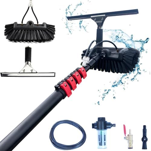 Glass Cleaning Brush Home Water Fed Telescopic Pole Kit Solar Panel Brush Rotating for Photovoltaic Panel3.6-10.8M Window Cleaning Telescopic PoleWater Fed Extendable BrushSuitable for Cl